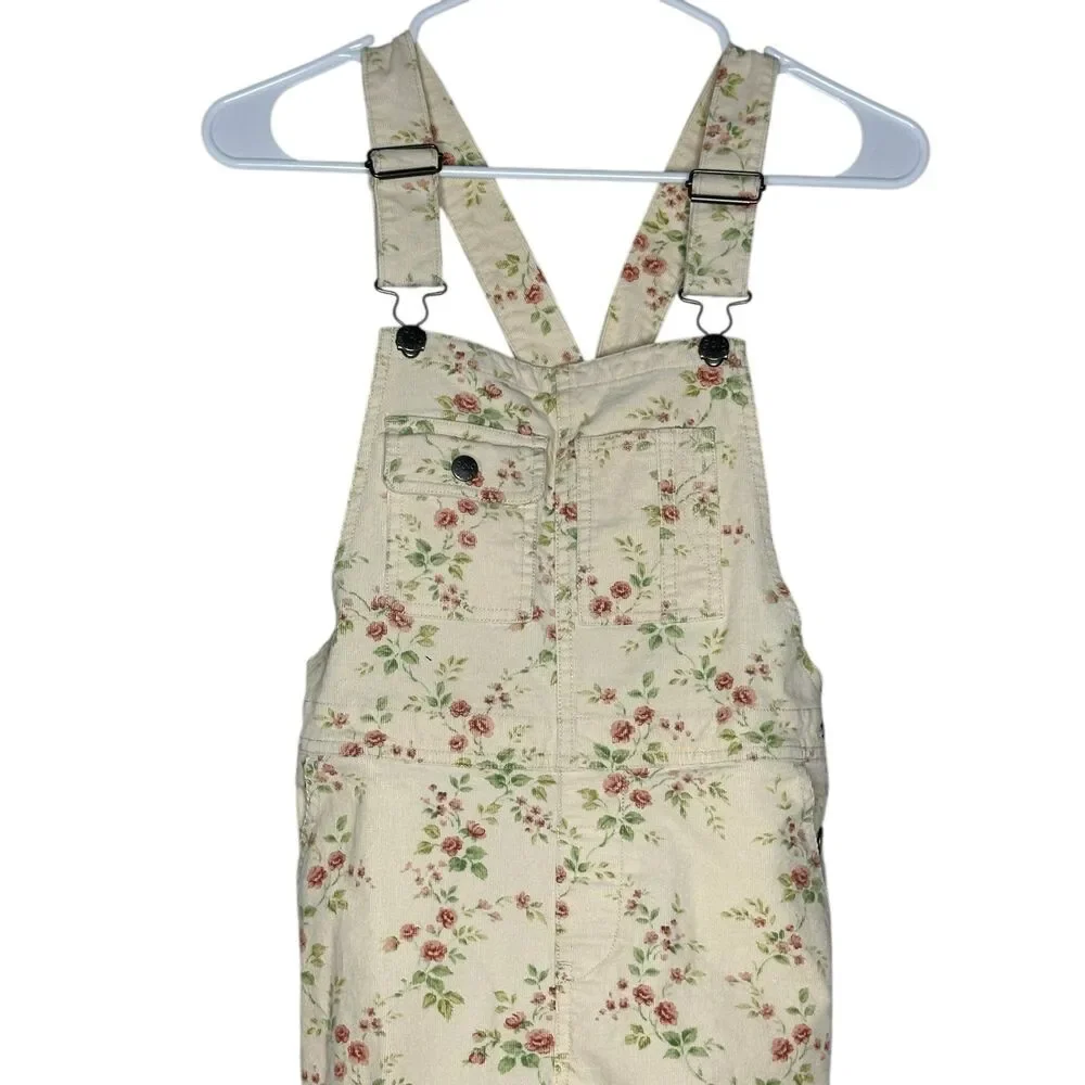 Polo Ralph Lauren Girls Floral Stretch Corduroy Overalls – Size 12
